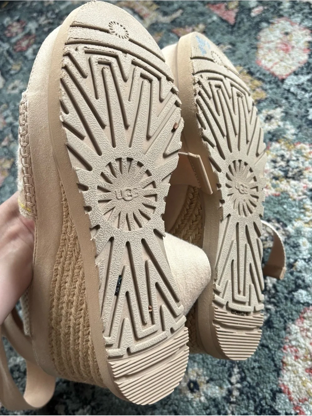 UGG Abbot Ankle Wrap Wedge Sandals in Driftwood Sz 9.5